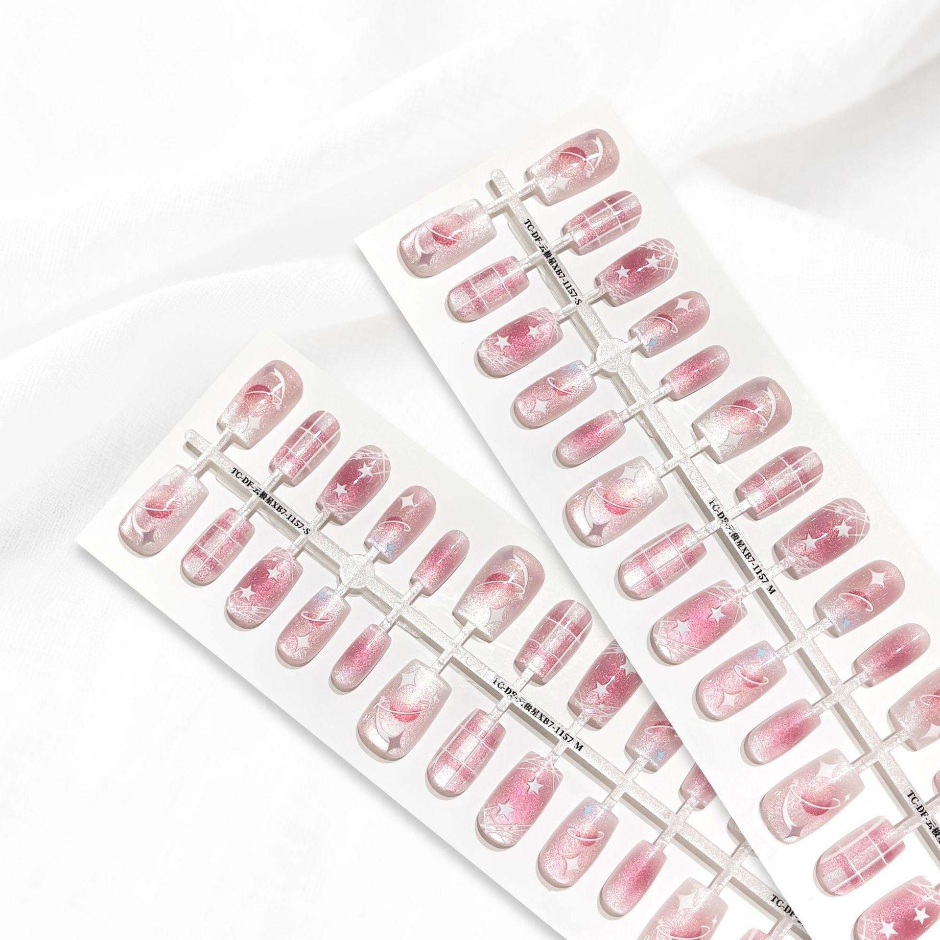 Autumn/Winter Sparkle Cat Eye Semi-Finished Wearable Nail Tips - Sweet & Cool False Tips