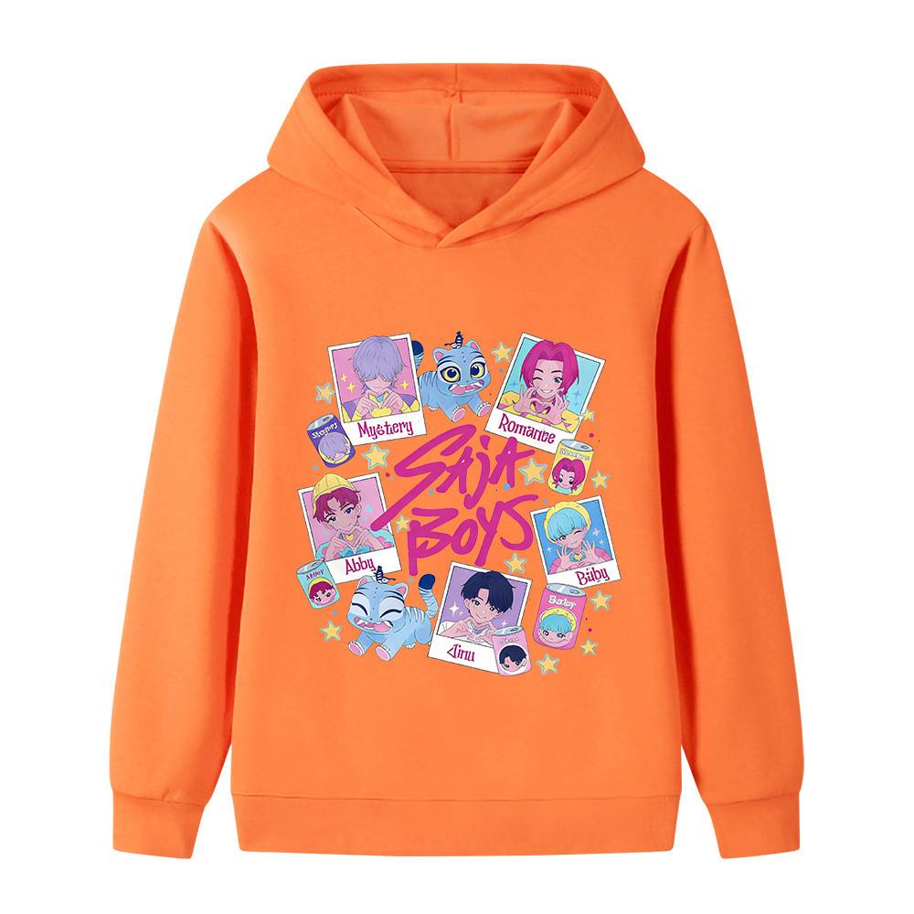 B1206 Kids Boys Girls Sajaboys Kpop Rumi Zoey Mira Print Long Sleeves Hoodie