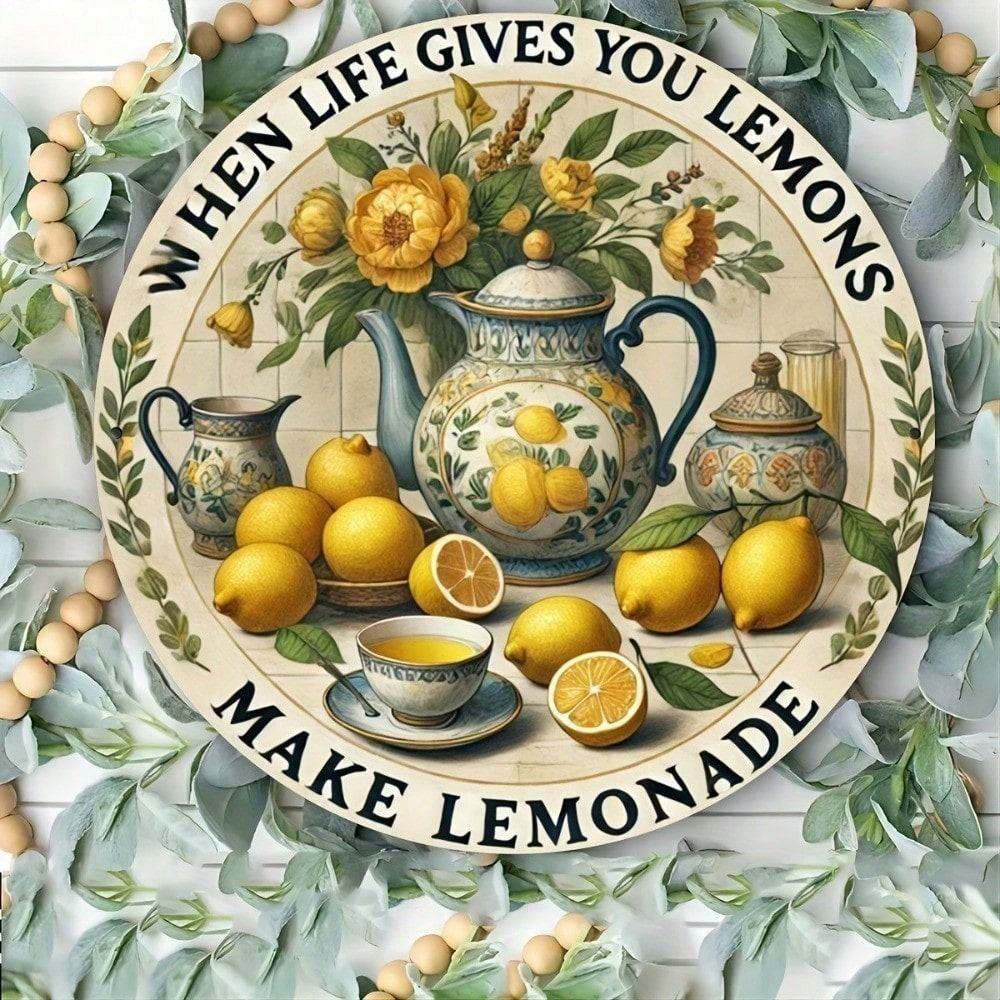 

Vintage Lemon Metal Sign 8x8 Inch Tin Poster for Kitchen Bar Wall Decor