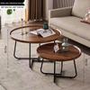 Walnut Minimalist Round Side Table – Italian Luxury Coffee Table for Living Room