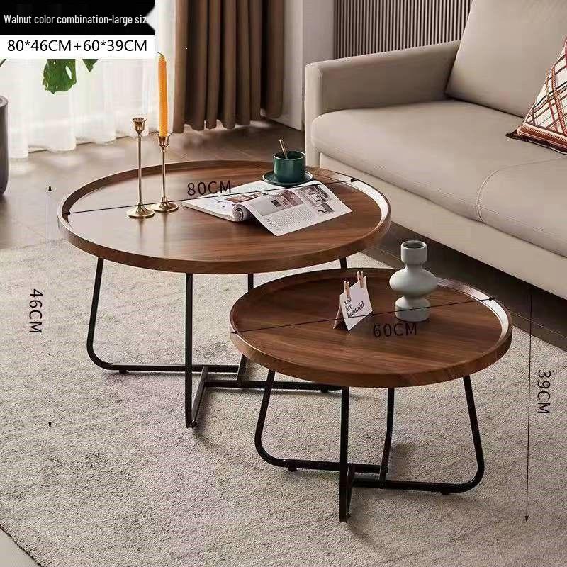Walnut Minimalist Round Side Table – Italian Luxury Coffee Table for Living Room