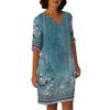 Dresses For Womens Vintage Print Tunic Waisted Midi Dress Summer Casual  Half Sleeve Dress