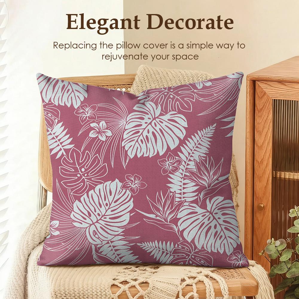 Monstera Pattern Cushion Cover Natural Linen Organic Fabric DoubleSided Printing Sofa Home Decor Gift Pillow Case