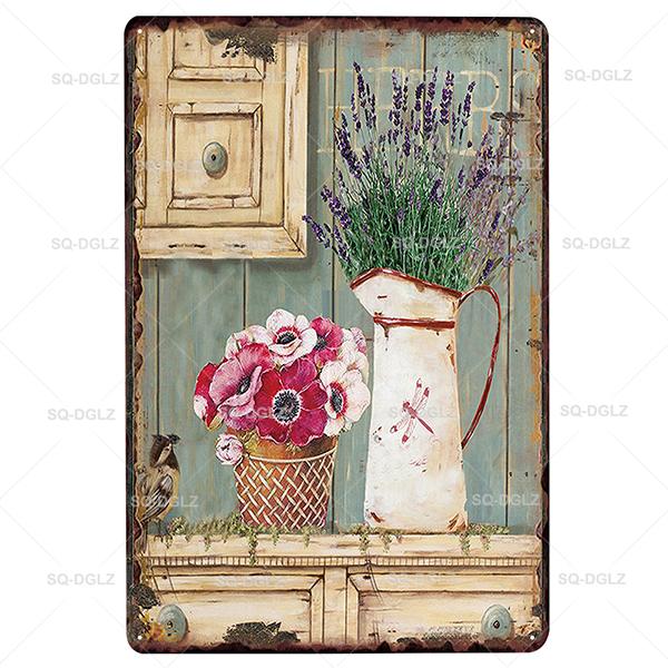 SQDGLZGarden Rules Metal Sign Vintage Metal Plaque Plates Decor For Pub Bar Home Wall Decor Tin Signs Flower Poster Gift