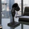 Minimalist Face Sculpture Abstract Human Sculpture, Surrealism Artistic Statue, 3D Printed Figurine Modern Black Floating Bucket for Home Table Shelf
