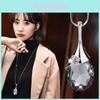 Hänförande Lång Koreansk Stil Vattendroppe Kristall Hänge Halsband För Kvinnor Smycken
