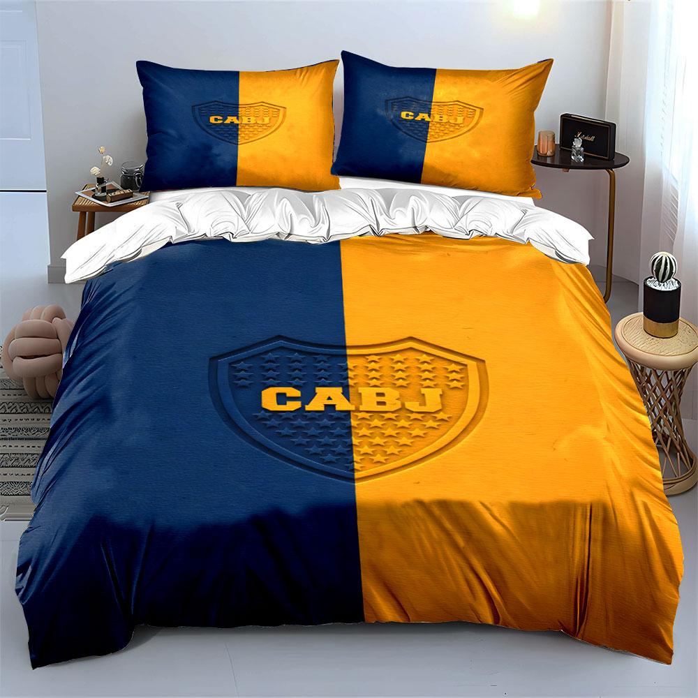 Blue-yellow split with "CABJ" Bedding sets Duvet cover sets Duvet covers Pillowcases(1 * Duvet Cover 2 * Pillowcases, without duvet insert)