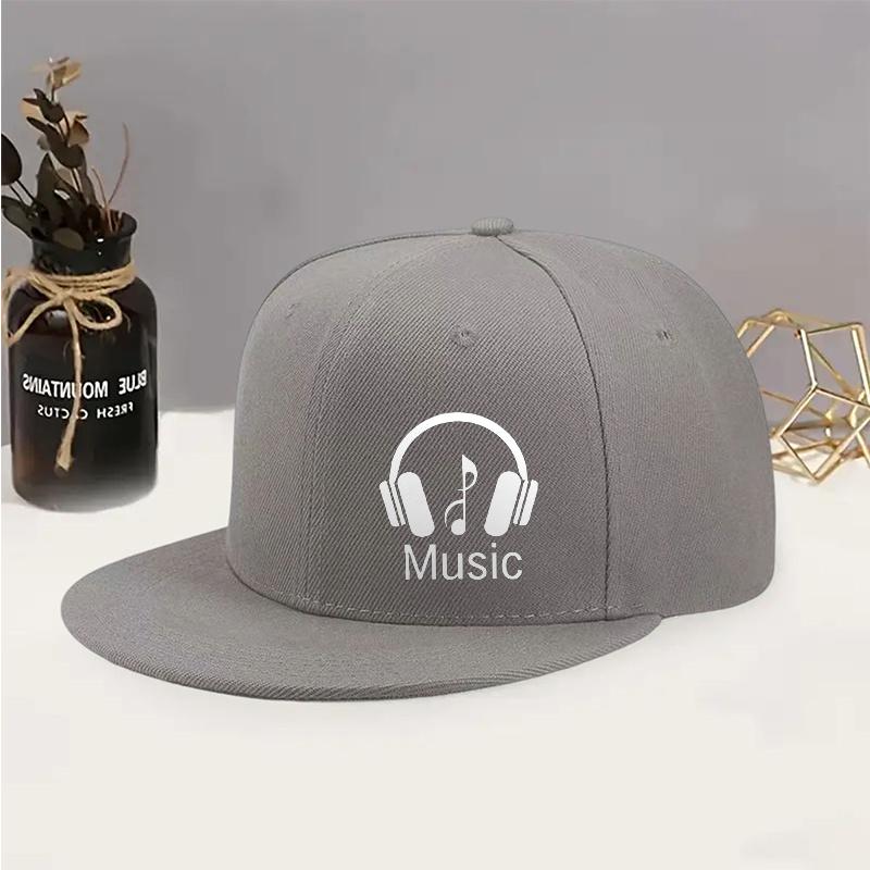 Casquette de Baseball Graphique Noire Casque Audio Casquette Unisexe Polyester Style Rue Chapeau d'Extérieur Réglable