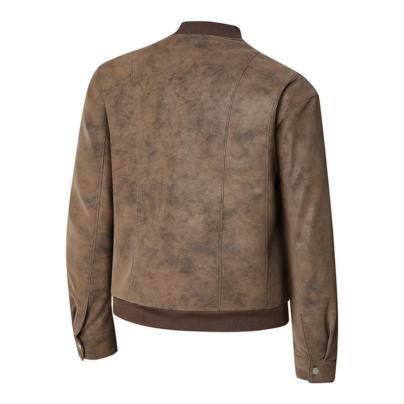 Autumn and winter locomotive jacket teen men's suede PU jacket casual stand-up collar leather jacket windproof