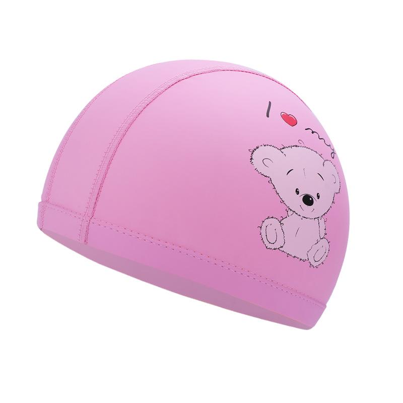 Children's Comfortable Dolphin Swimming Cap - Solid Color PU Coated, Suitable for Boys & Girls.