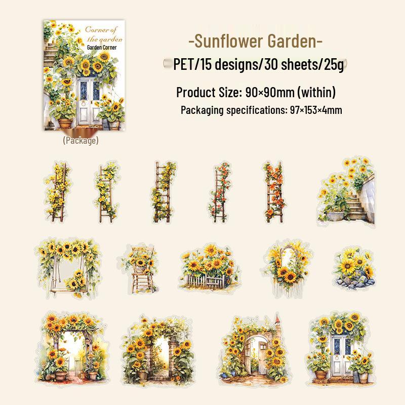 Garden Series: A Beautiful Day PET Sticker Pack - 30 Sheets, 6 Designs