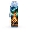 1PC Mountain Campfire Night Scenery Print 750ml Color Plastic Sports Water Bottle Leakproof Flip Straw Lid Suitable for Sports Office Home Use
