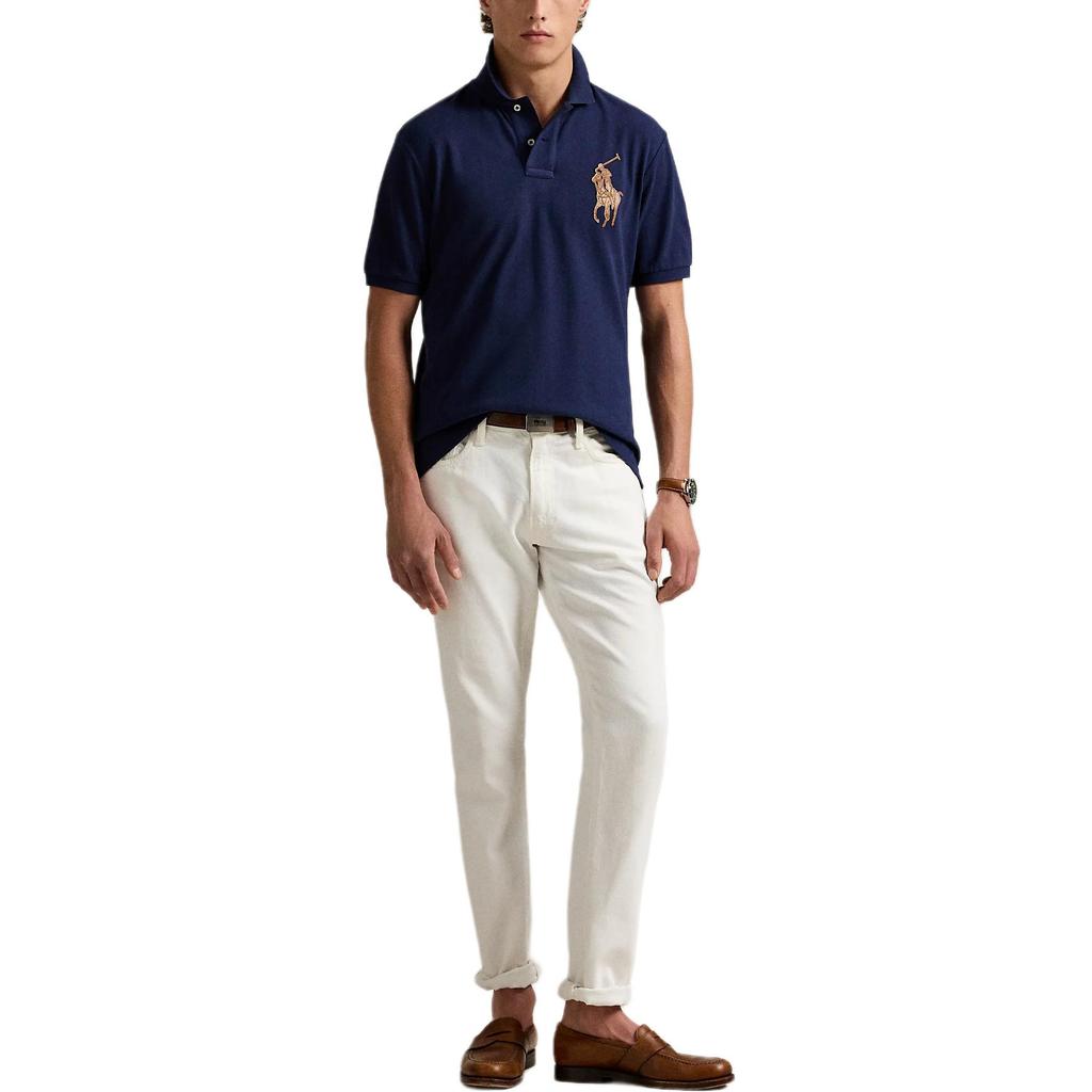 Polo Ralph Lauren Classic Fit Vienspalvis su arkliuko logotipu trumpomis rankovėmis Polo marškinėliai Vyriški viršutiniai drabužiai Tamsiai mėlynas 710958776-001