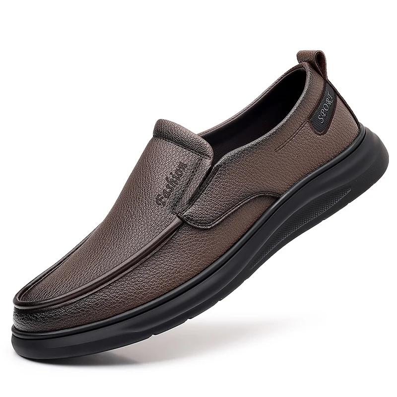 High Quality Business Leather Shoes Summer Casual Male Brown Loafers Moccasin Elegant Dress Luxury Driving Shoe Slip On Flats