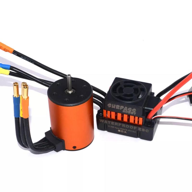 Surpass Hobby 3650 4350KV Brushless Motor With 60A Waterproof ESC For 1/10 RC Cars & Trucks