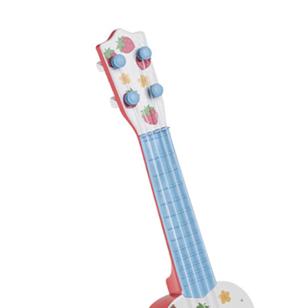 Kids Guitar Toy Plastic Cartoon Pattern Educational 4 String Playable Ukulele Toy for Boys Girls