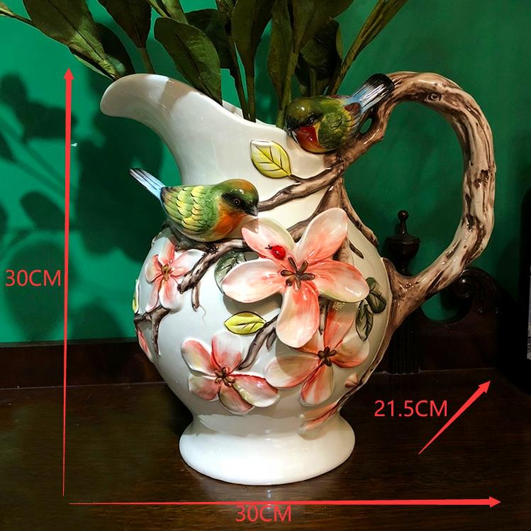 

30X30X21.5CM BIG Цветочные вазы с птицами, керамические банки для воды, цветочные украшения, подарки на свадьбу и помолвку Подарочные украшения