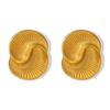 European and American Style Asymmetrical Titanium Steel 18K Gold Plated Water Drop Texture Spiral Earrings for Women