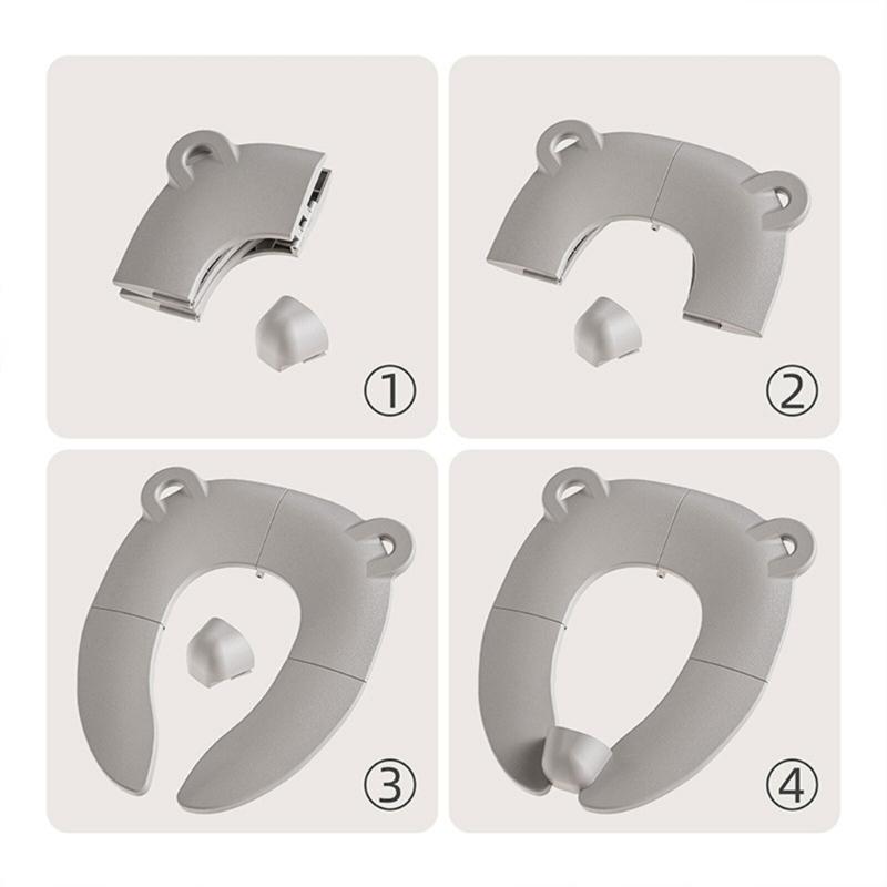 Collapsible Bear Shaped Baby Cartoon Travel Folding Potty Seat Compact Design Easy To Clean Ergonomic Support