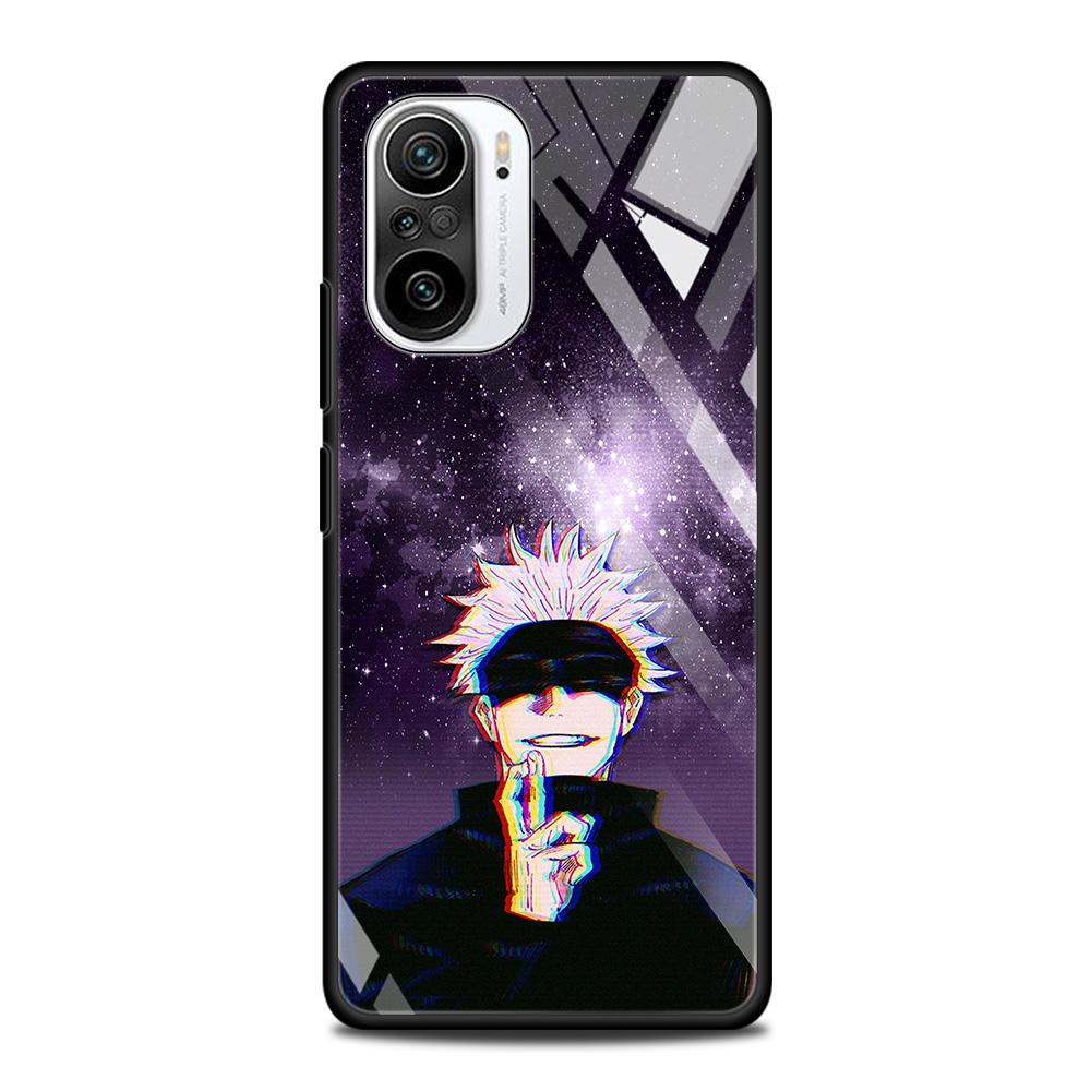 Jujutsu Kaisen Anime Tempered Glass Case Funda For Xiaomi Redmi Note 9S 10 11 9 8 Pro 10S 8T 9T 9A 9C K40 Back Shell Cover Coque
