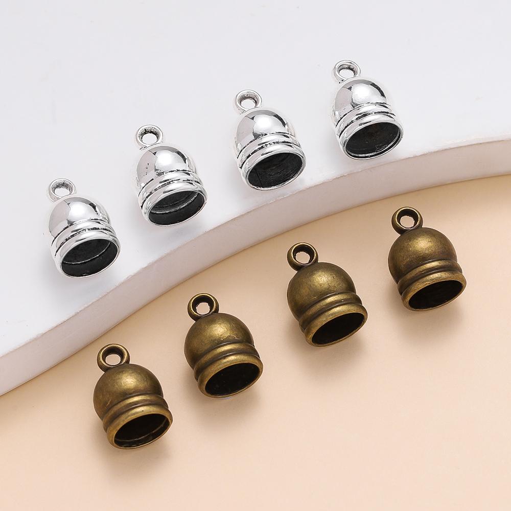 10Pcs/lot Necklace End Crimp Bead Leather End Caps Cord Cover Necklace Bracelet End Tip Cap DIY Jewelry Making Finding