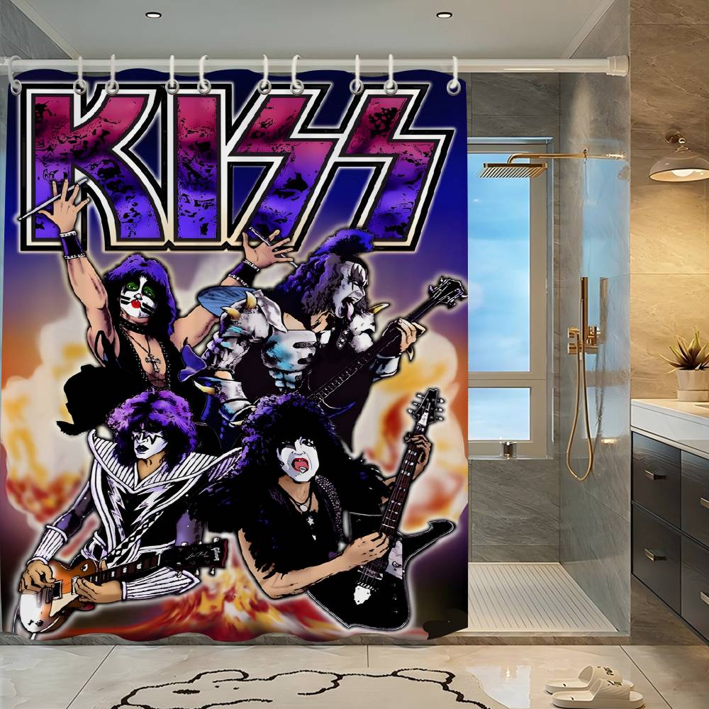 Duschvorhang mit K-Kiss-Bandmuster, blickdicht, wasserdicht