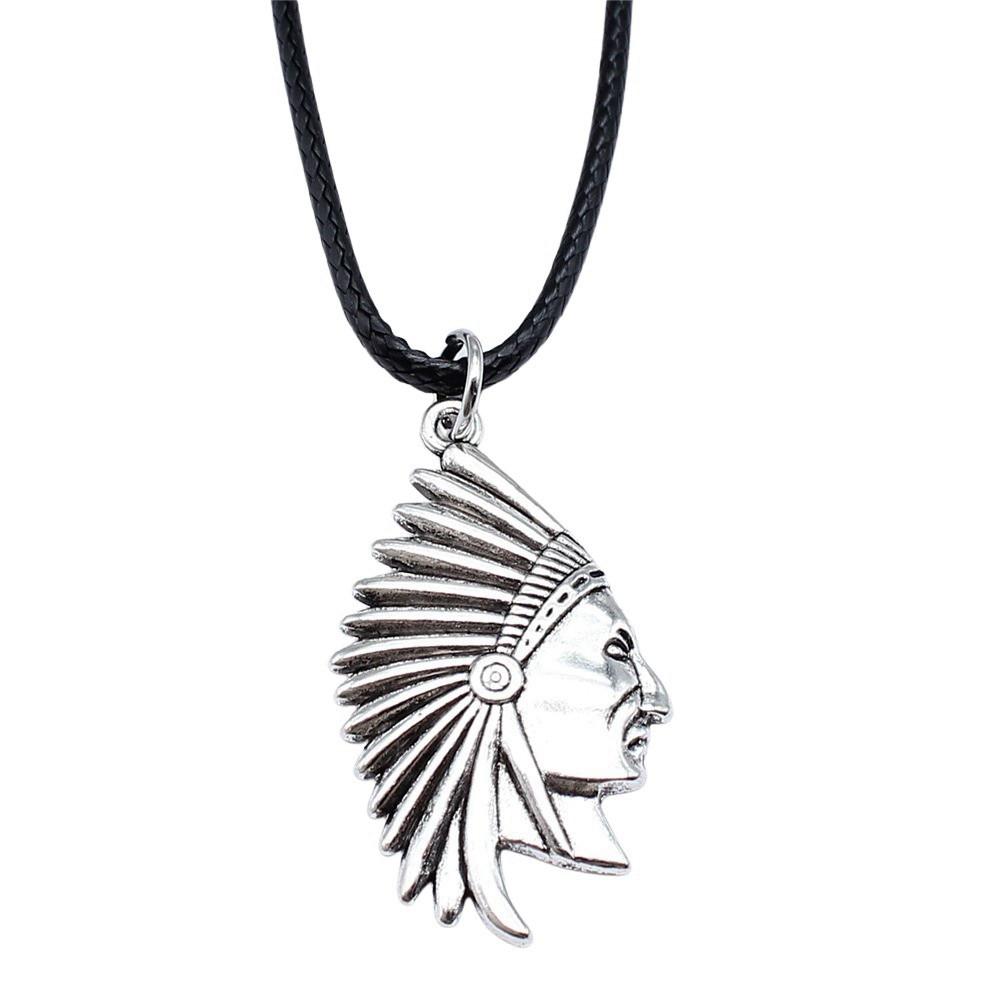 45cm Necklace Leather Chain Big Chief Pharaoh Buddhism Minimalist Jewelry Components QN015