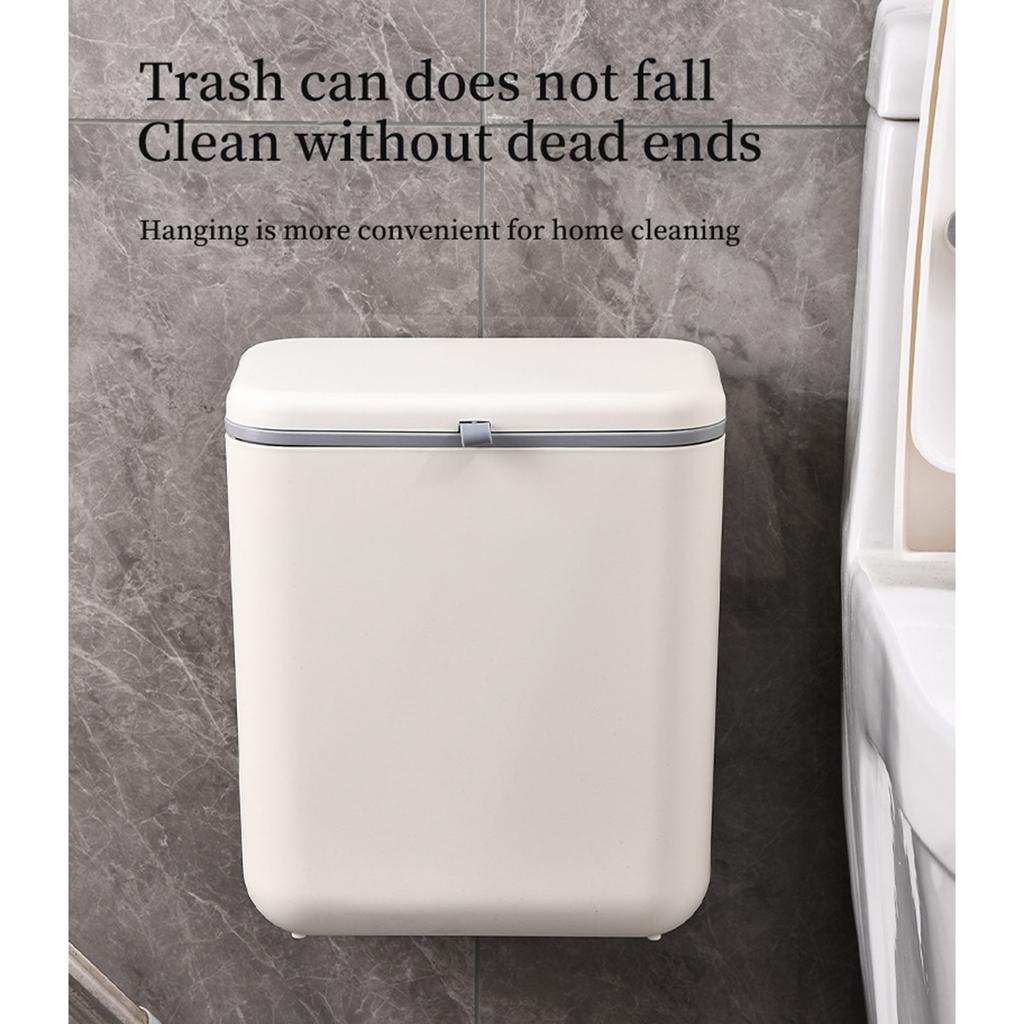 Plastic Hanging Trash Can Kitchen Compost Bin for Cupboard Doors 9L Large Capacity with Easy Installation