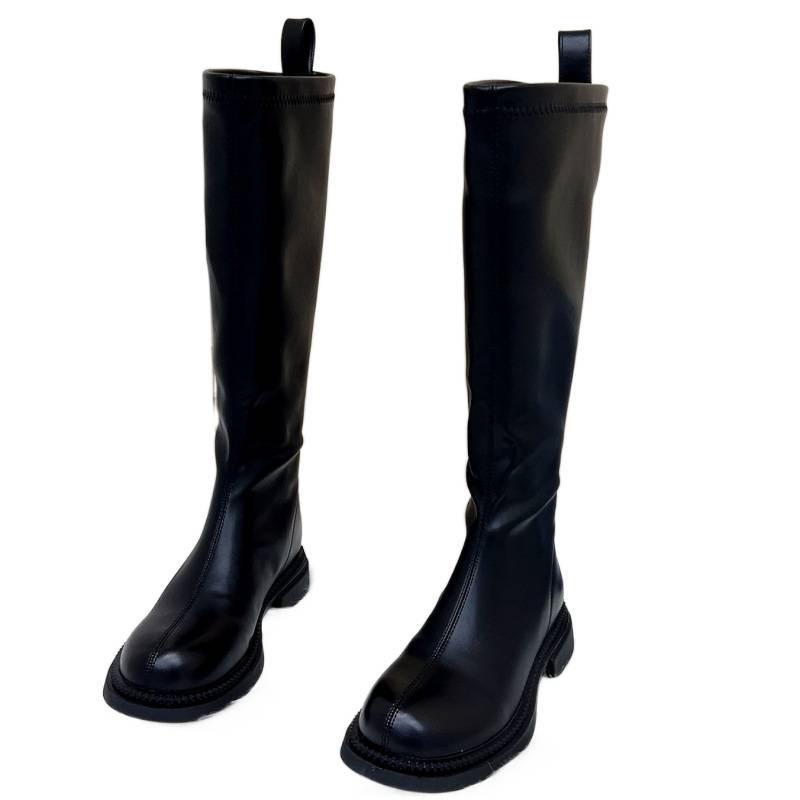 Schlank machende Ritterstiefel: 2025 Neue Saison High-Top Kniehohe Schlankheitsstiefel mit Reißverschluss hinten und dünner Sohle.