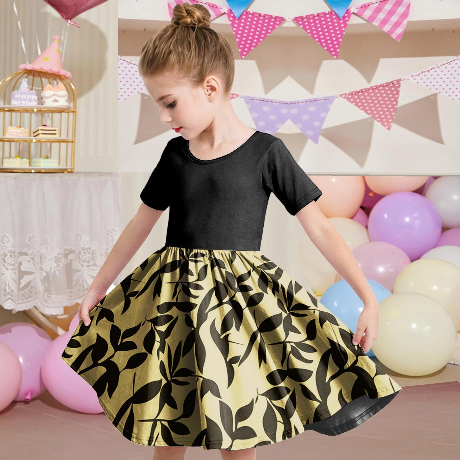 

Летнее платье для девочек, платье для малышей, однотонное повседневное платье-футболка с коротким рукавом А-силуэта 160 жёлтый