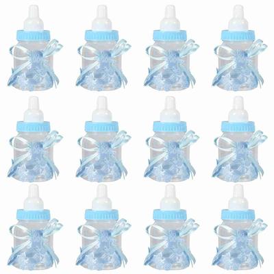 12pcs With Ribbons Plastic Candy Bottles Mini Candy Present Bottles Milk Bottles Home Party Decor