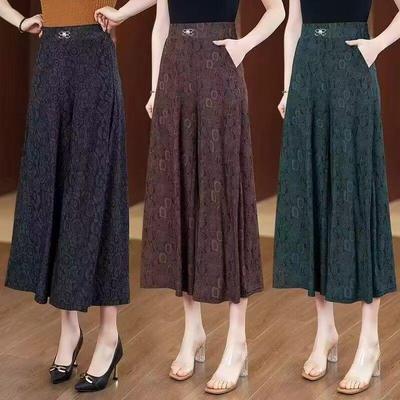 High-Waisted Wide-Leg Draping Elastic Culottes for Women