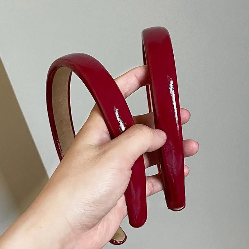 Retro Rødt Lær Svamp Hodebånd For Kvinner Temperament Hårbøyle Vaske Ansikt Hårbånd Kvinnelig Fest Hårtilbehør Gave