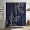 Elegant Luxury Gold Leaf Shower Curtain Bathroom Decor Waterproof Fabric Bath Tub Shower Curtain Set with Hooks 72x72 Inch Navy Blue
