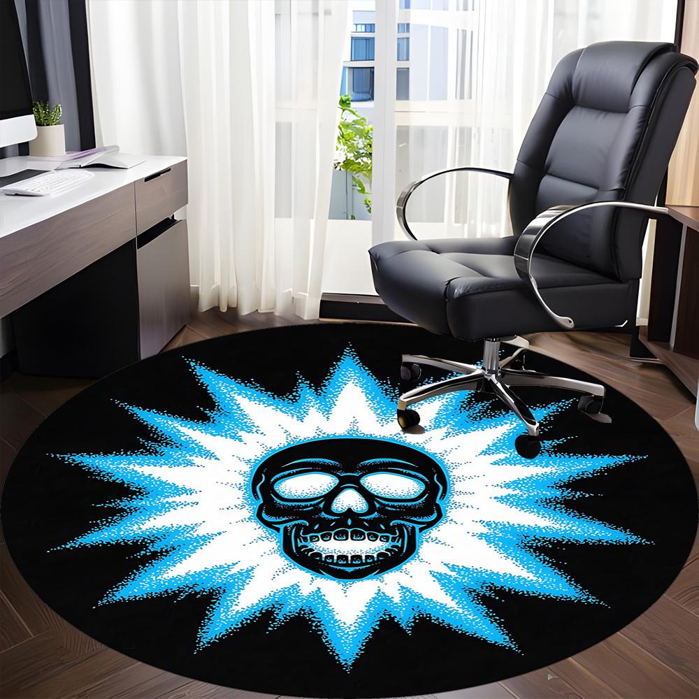 1pc Skull Sunburst Office Round Area Rug, Under Office Chairs Bedroom Living Room Home Decor, Room Deco, Available in Various Sizes 133