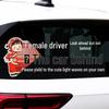 Funny 'Female Driver' Forward-Only Cute Light Wave Rear Windshield Sticker