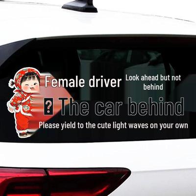 Funny 'Female Driver' Forward-Only Cute Light Wave Rear Windshield Sticker