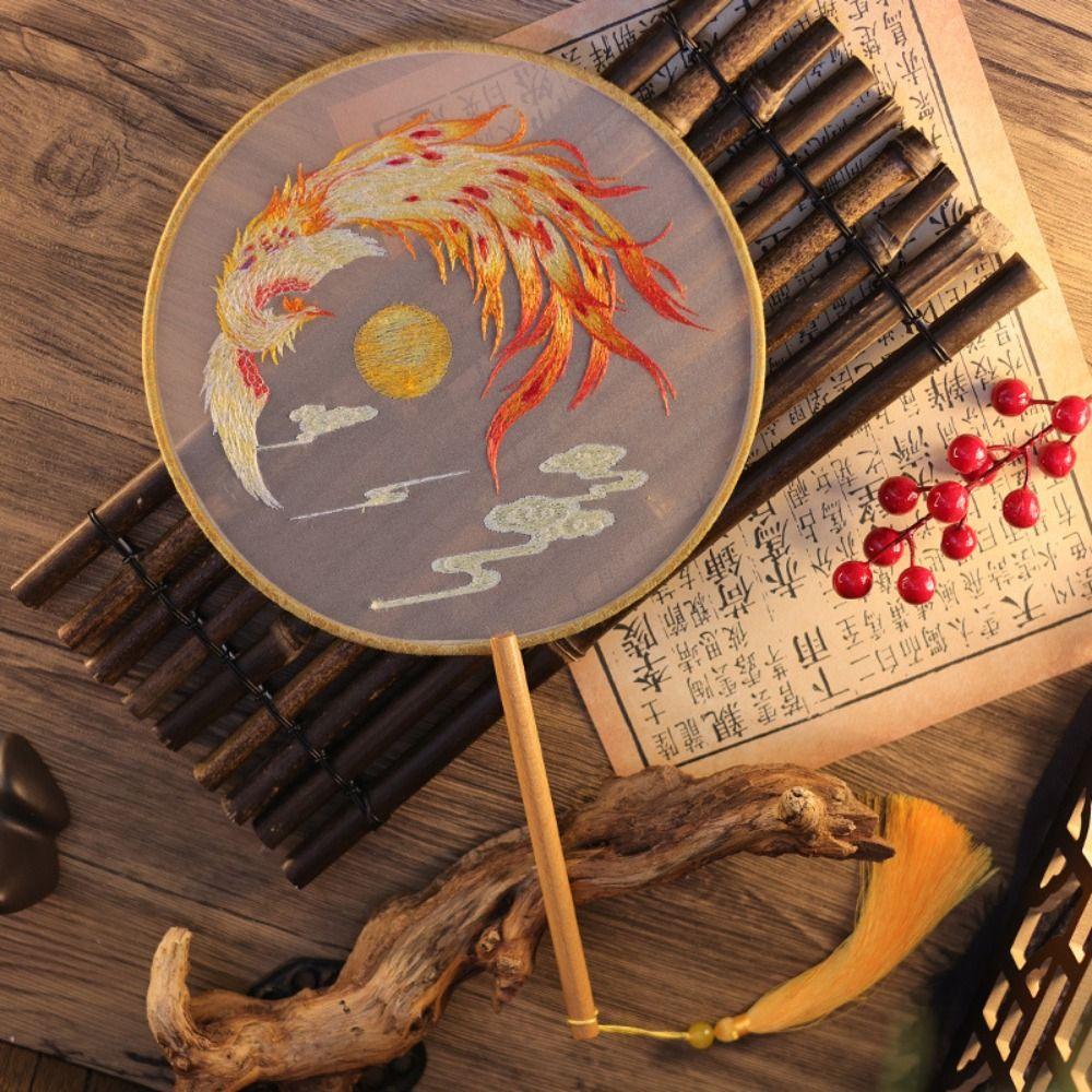 with Tassels Chinese Style Fan Chinese Style Silk Fan Dance Fan Embroidery Fan  Photography Prop