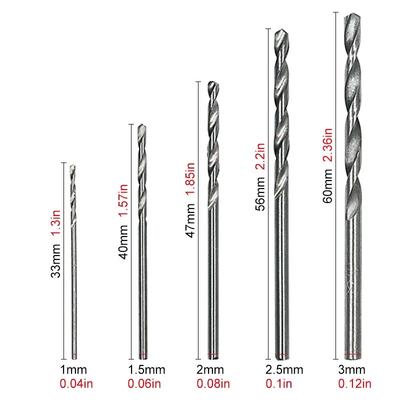 High Speed Steel 50pcs Natural Color Small Twist Drill 1-3mm White Straight Shank Drill Bit Electric Drill DIY Woodwork Tool Set