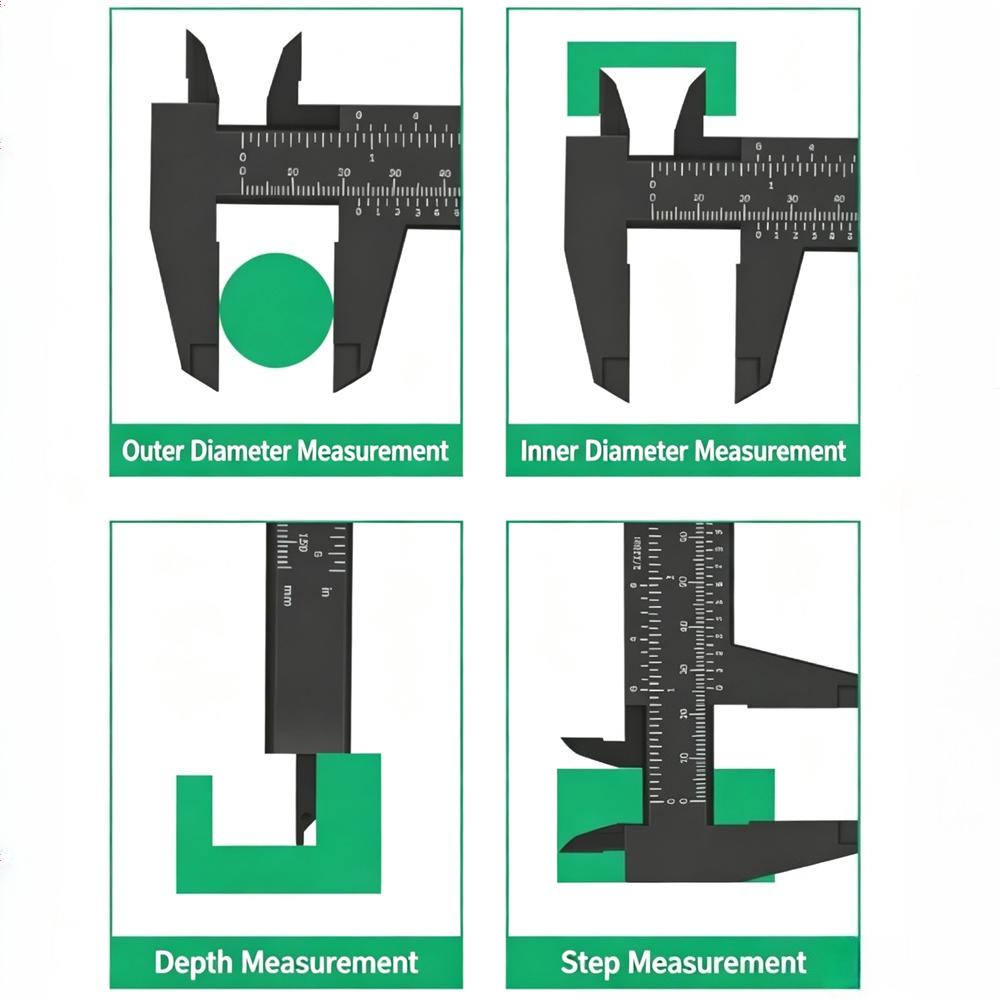 0-150mm/5.91in Plastic Vernier Caliper, Dual Scale Inner Outer Diameter Depth Gauge DIY Household Measuring Tool