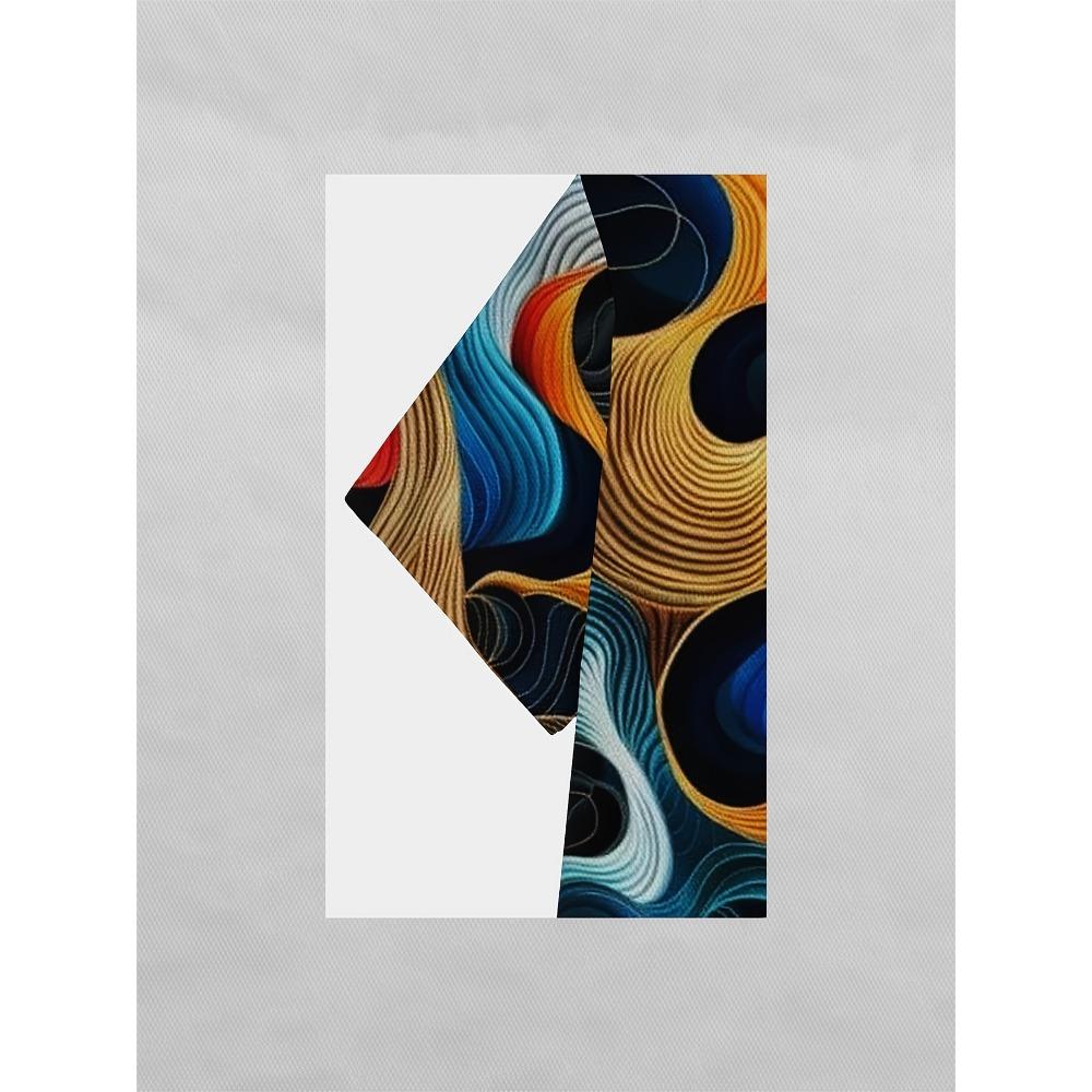 Men Multicolor Wave Line Abstract Allover Print Tee O Neck Short Sleeve Casual Top
