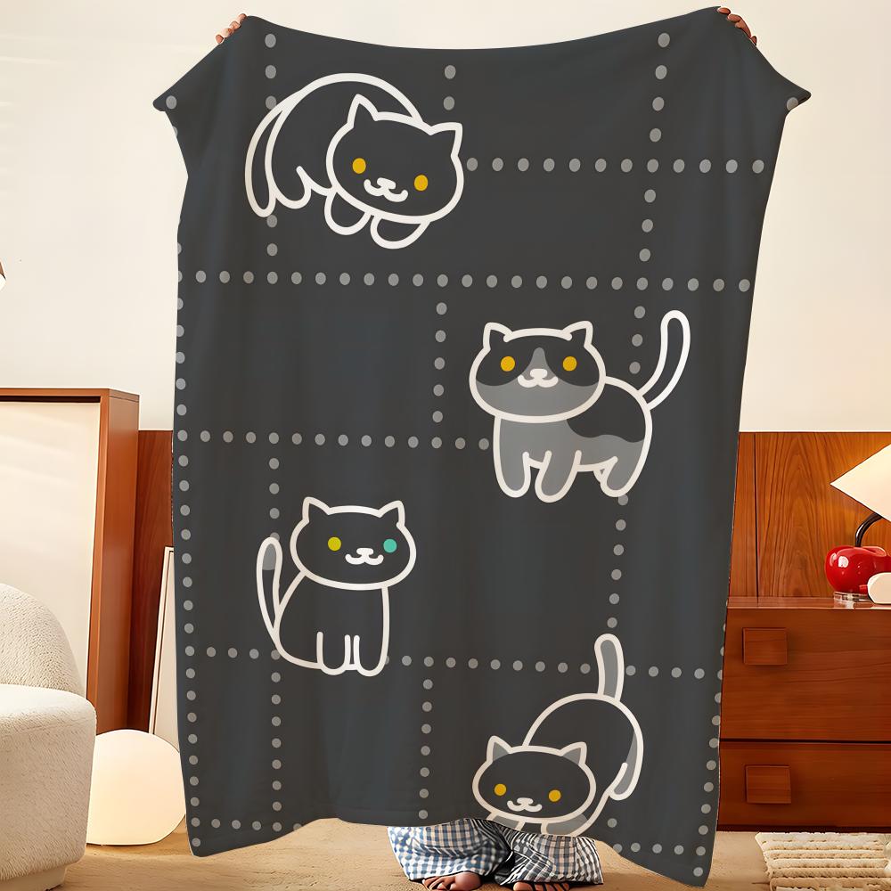 Game N-Neko A-Atsume Throw Flannel Throw Blanket, Lightweight Cozy, Durable Washable Cute Cool