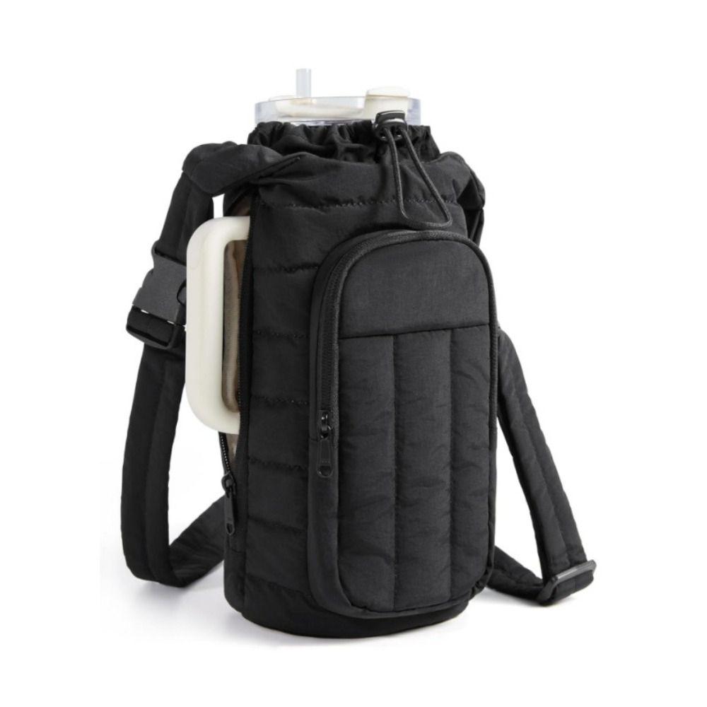 Stylish Water-resistant Water Bottle Holder Bag with Strap Large Capacity Carrier Bag Portable Sling Purses for Outdoor Sports
