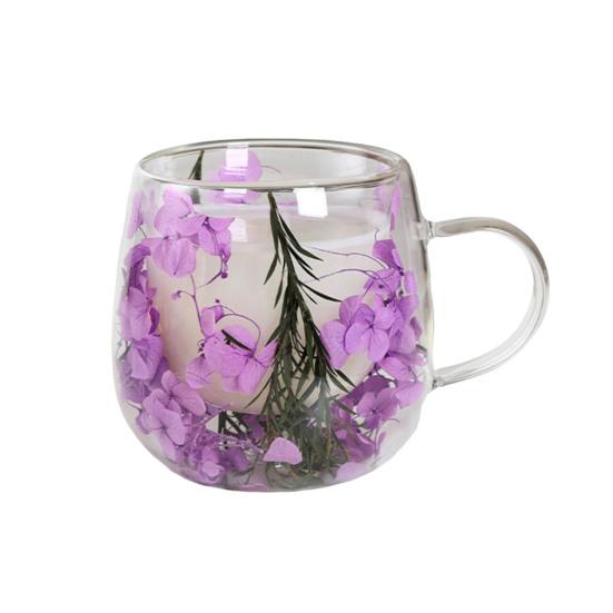 

Glass Mug with Dried Flower Heat-Resistant Borosilicate Design 250ml Glass Cup for Milk Coffee Breakfast 250ml