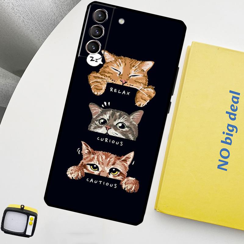 

Funny Cat Art Phone Case For Samsung Galaxy S26 S24 Ultra S20 S21 S22 S23 Plus S10 S24 FE S25 Ultra Cover Galaxy S26 Plus