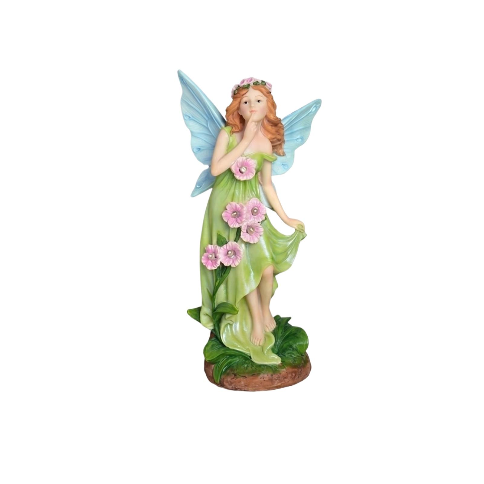 

Resin Fairy Figurine Garden Decoration Solar Powered Night Light Outdoor Patio Yard Miniature Landscape Ornament One Size