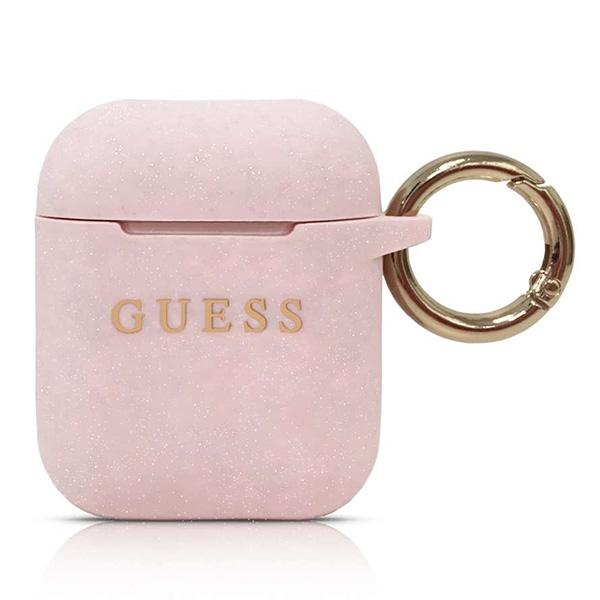 Guess Guaccsilgllp Airpods 1/2 Coverjasnoróżowy/Pink Silicone Glitter