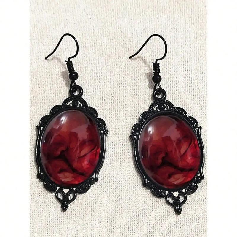 

Gothic Whimsigoth Red Mirror Exaggerated Dangle Earrings, Ideal for Daily, Party & Gathering Wear червоний