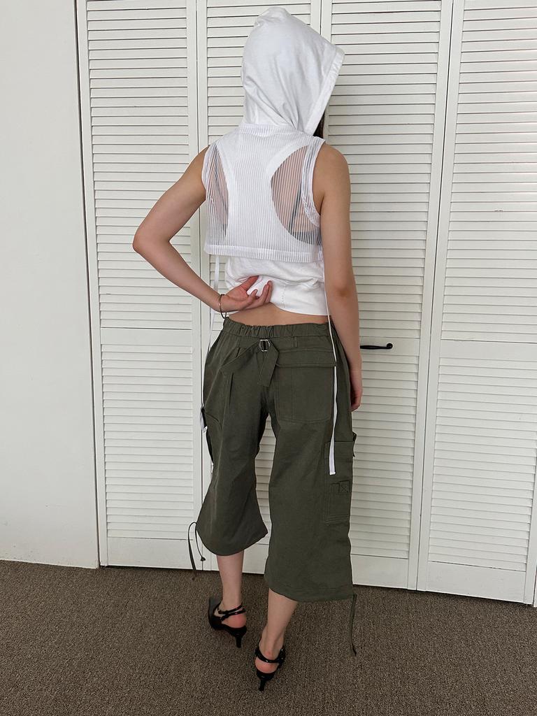 Lige Cargo Half Pants Khaki