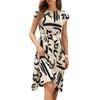 Women's Casual Loose Print Pleated Waistband Dress Print Pleated Waistband Dress